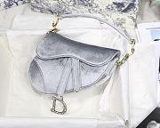 Dior Grey Velvet Saddle Bag With Crystal 19.5x16x6.5cm - 1