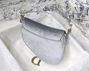 Dior Grey Velvet Saddle Bag With Crystal 19.5x16x6.5cm - 2