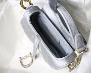 Dior Grey Velvet Saddle Bag With Crystal 19.5x16x6.5cm - 3