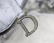 Dior Grey Velvet Saddle Bag With Crystal 19.5x16x6.5cm - 4