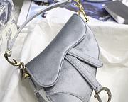 Dior Grey Velvet Saddle Bag With Crystal 19.5x16x6.5cm - 5