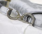 Dior Grey Velvet Saddle Bag With Crystal 19.5x16x6.5cm - 6