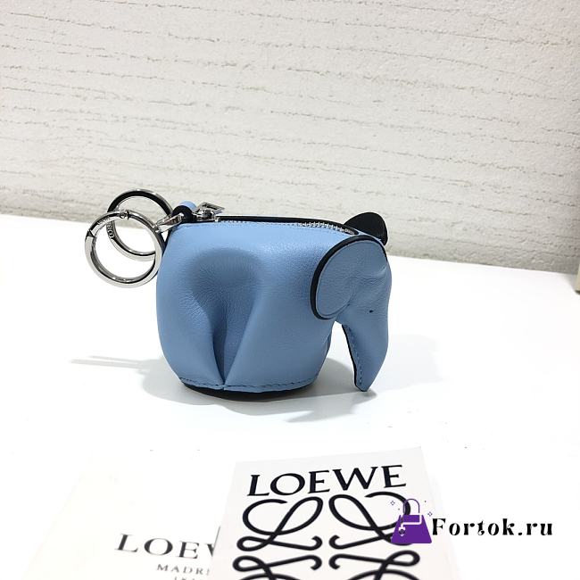 Loewe Leather Elephant Charm in Blue 9x8x5cm - 1
