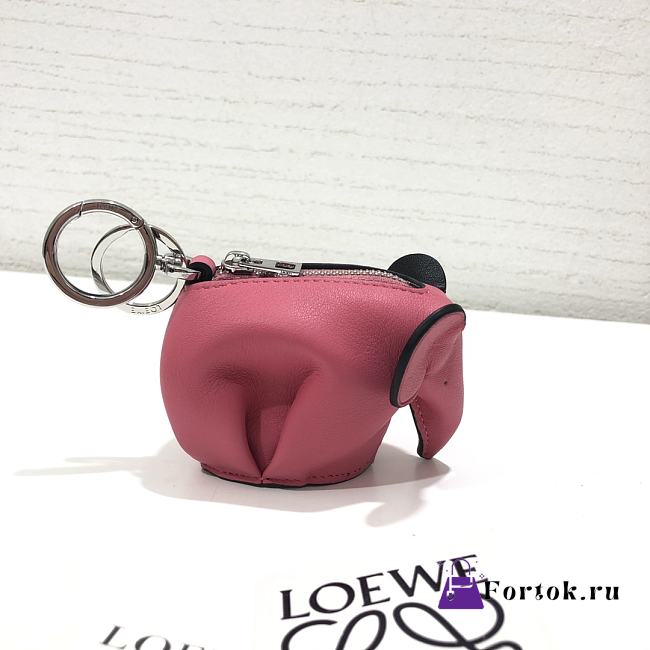 Loewe Leather Elephant Charm in Pink 9x8x5cm - 1