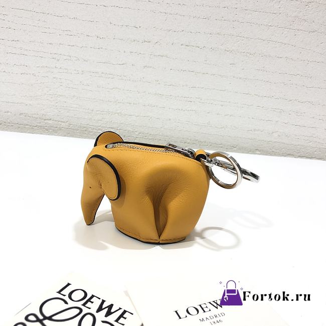 Loewe Leather Elephant Charm in Yellow 9x8x5cm - 1