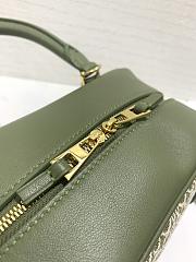 Loewe Amazona Green Bag in Anagram Jacquard and Calfskin 20x11x18cm - 3