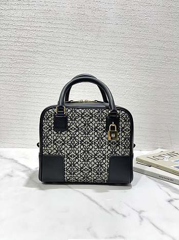 Loewe Amazona Black Bag in Anagram Jacquard and Calfskin 20x11x18cm