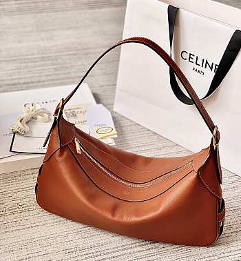 Celine Medium Romy In Supple Calfskin Brown Bag 34x16x5cm