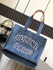 Celine Cabas Thais in Denim Tote Bag in Navy/Tan 41×28×17cm - 1