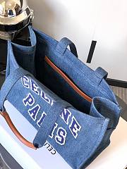 Celine Cabas Thais in Denim Tote Bag in Navy/Tan 41×28×17cm - 6