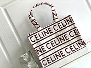 Celine Cabas Thais In Textile With All-over White/Red Bag 41x28x17cm - 1