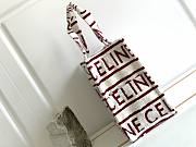 Celine Cabas Thais In Textile With All-over White/Red Bag 41x28x17cm - 6