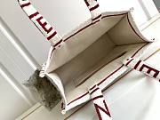Celine Cabas Thais In Textile With All-over White/Red Bag 41x28x17cm - 5