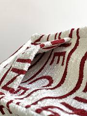 Celine Cabas Thais In Textile With All-over White/Red Bag 41x28x17cm - 4