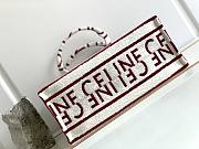 Celine Cabas Thais In Textile With All-over White/Red Bag 41x28x17cm - 2