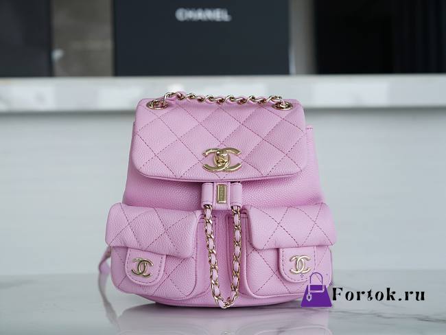 Chanel Small Backpack Grained Shiny Calfskin & Gold-Tone Metal Lilac 16.5×17.5×10 cm - 1