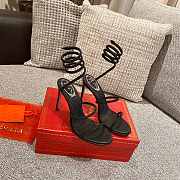 RENE Cleo Embellished Black Leather Sandals - 1