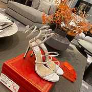 RENE Cleo Embellished White Leather Sandals - 1