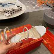 RENE Cleo Embellished White Leather Sandals - 2