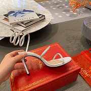 RENE Cleo Embellished White Leather Sandals - 3