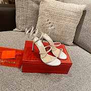 RENE Cleo Embellished White Leather Sandals - 5