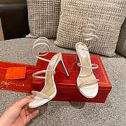 RENE Cleo Embellished White Leather Sandals - 6