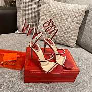 RENE Cleo Embellished Red Leather Sandals - 1