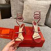 RENE Cleo Embellished Red Leather Sandals - 6