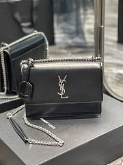 Saint Laurent Sunset Medium Leather Shoulder Bag in Black Silver Hardware 22cm - 1