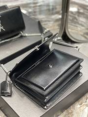 Saint Laurent Sunset Medium Leather Shoulder Bag in Black Silver Hardware 22cm - 4