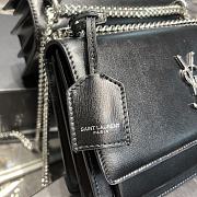 Saint Laurent Sunset Medium Leather Shoulder Bag in Black Silver Hardware 22cm - 5