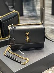 Saint Laurent Sunset Medium Leather Shoulder Bag in Black Gold Hardware 22cm - 1