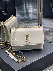 Saint Laurent Sunset Medium Leather Shoulder Bag in White Gold Hardware 22cm - 1