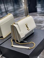Saint Laurent Sunset Medium Leather Shoulder Bag in White Gold Hardware 22cm - 4