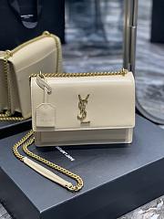 Saint Laurent Sunset Medium Leather Shoulder Bag in Beige Gold Hardware 22cm - 1