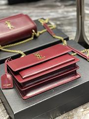 Saint Laurent Sunset Medium Leather Shoulder Bag in Red Gold Hardware 22cm - 6