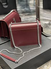 Saint Laurent Sunset Medium Leather Shoulder Bag in Red Silver Hardware 22cm - 6