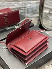 Saint Laurent Sunset Medium Leather Shoulder Bag in Red Silver Hardware 22cm - 3