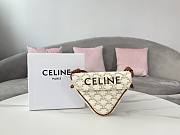 Celine Triomphe Canvas Triangle Bag in White 21x15x4cm - 1