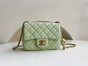 Chanel Mini Square Flap Bag With Pearl Crush Chain Light Green 13x18x7cm - 1