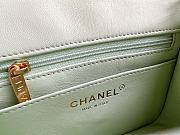 Chanel Mini Square Flap Bag With Pearl Crush Chain Light Green 13x18x7cm - 4