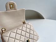 Chanel Mini Square Flap Bag With Pearl Crush Chain Beige 13x18x7cm - 6