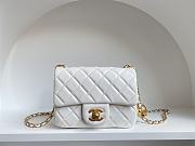 Chanel Mini Square Flap Bag With Pearl Crush Chain White 13x18x7cm - 1