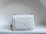 Chanel Mini Square Flap Bag With Pearl Crush Chain White 13x18x7cm - 4