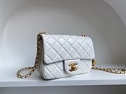 Chanel Mini Square Flap Bag With Pearl Crush Chain White 13x18x7cm - 6