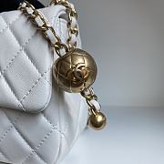 Chanel Mini Square Flap Bag With Pearl Crush Chain White 13x18x7cm - 5