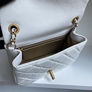 Chanel Mini Square Flap Bag With Pearl Crush Chain White 13x18x7cm - 3