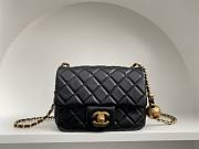 Chanel Mini Square Flap Bag With Pearl Crush Chain Black 13x18x7cm - 1