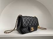 Chanel Mini Square Flap Bag With Pearl Crush Chain Black 13x18x7cm - 5