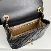 Chanel Mini Square Flap Bag With Pearl Crush Chain Black 13x18x7cm - 3